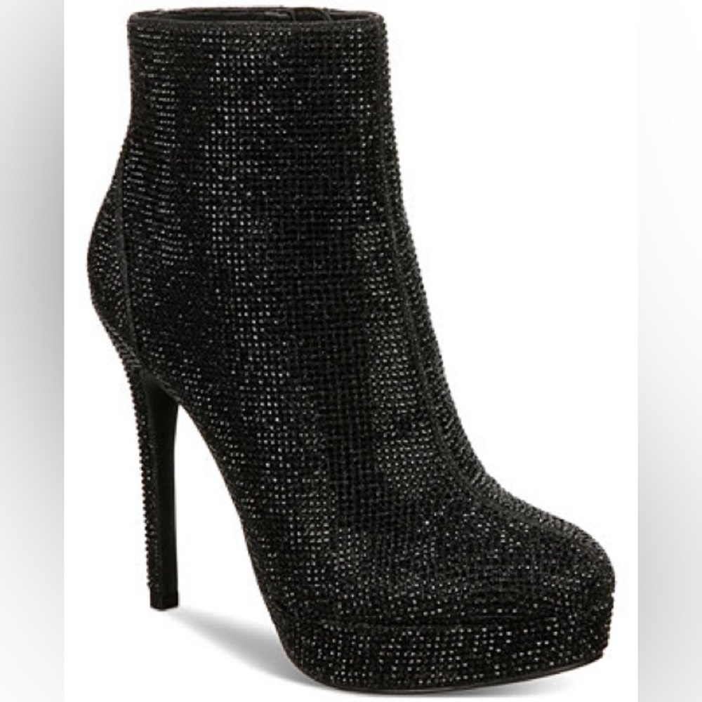 Thalia Sodi Chiara Black Rhinestone Platform Booties Size 10 NWB